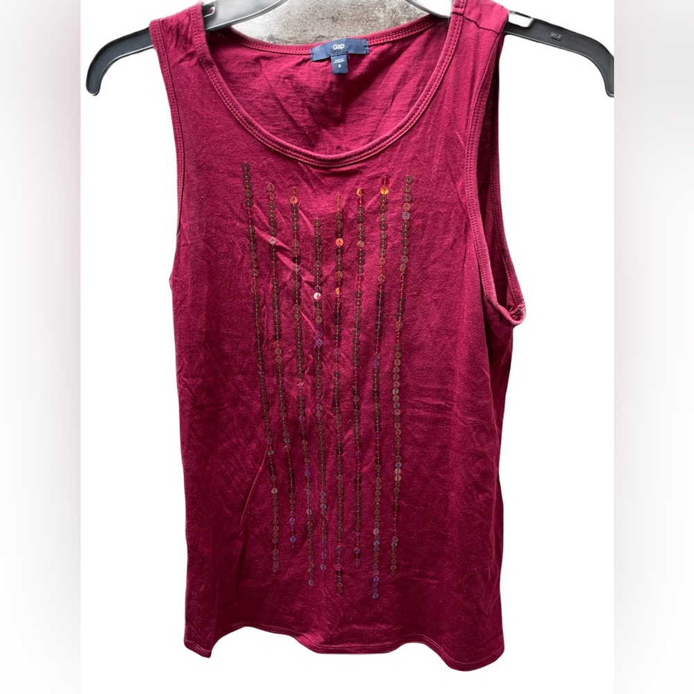 ❤️ GAP BURGUNDY SEQUIN TANK TOP SIZE SMALL